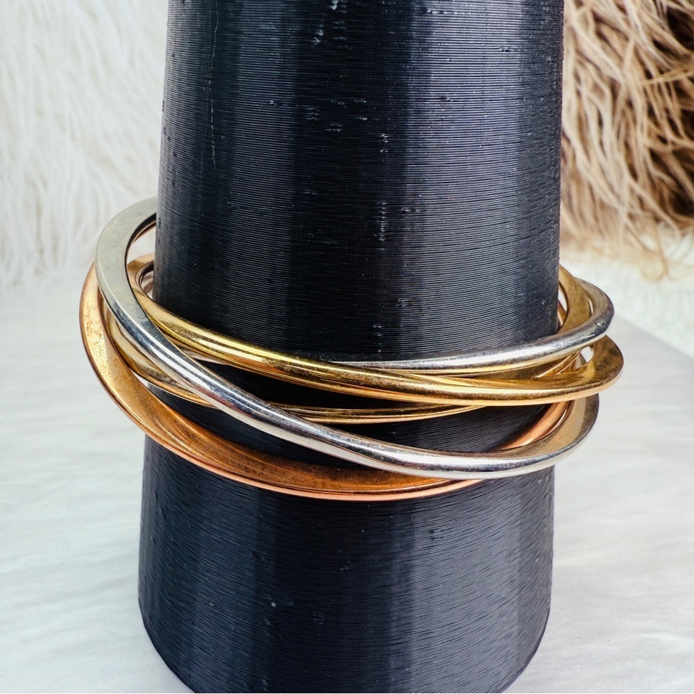 Vintage Multi-Tone Stackable Bangle Set - Picture 6 of 8